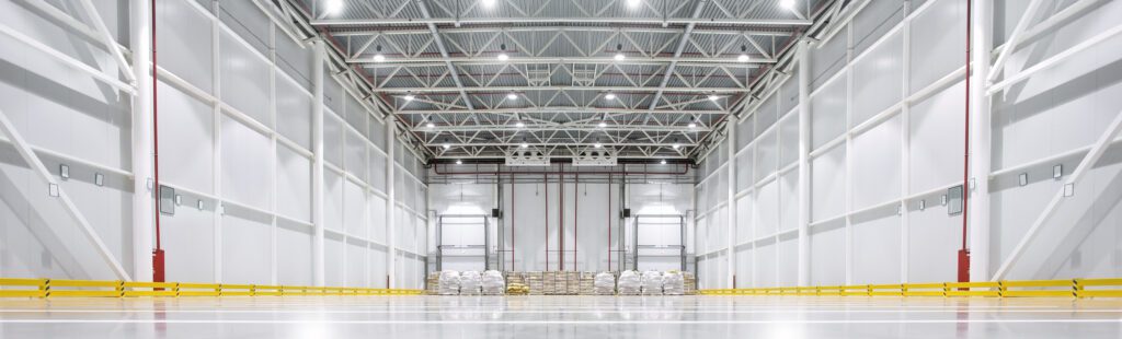 An empty and well-lit warehouse