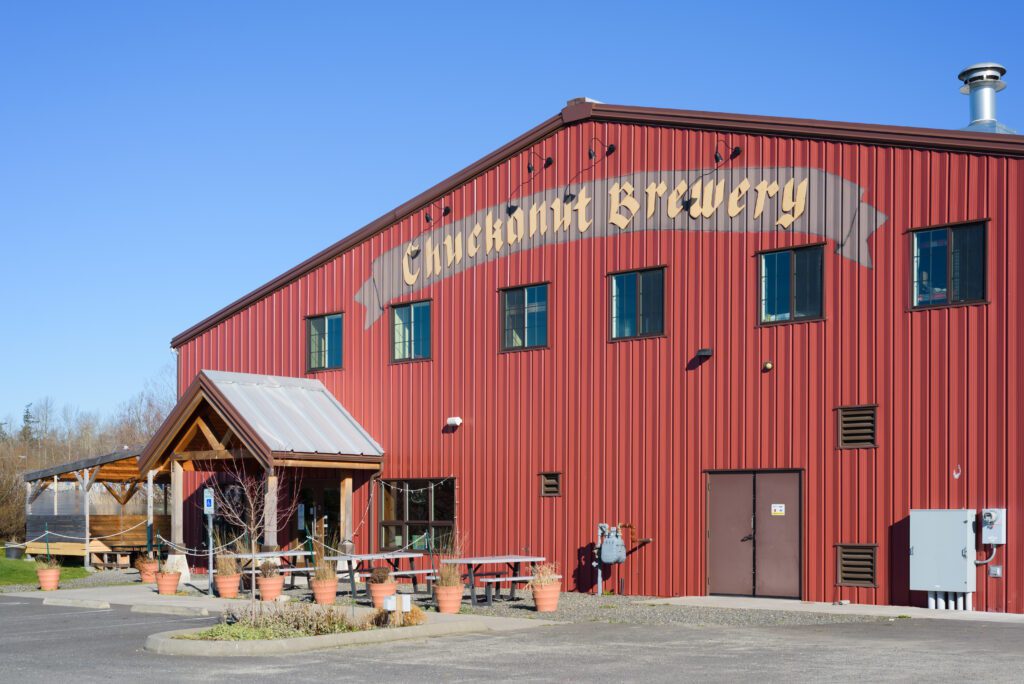 burlington, WA, USA - February 12, 2022; Chuckanut Brewery building in the Port of Skagit Innovation Zone near Burlington Washington