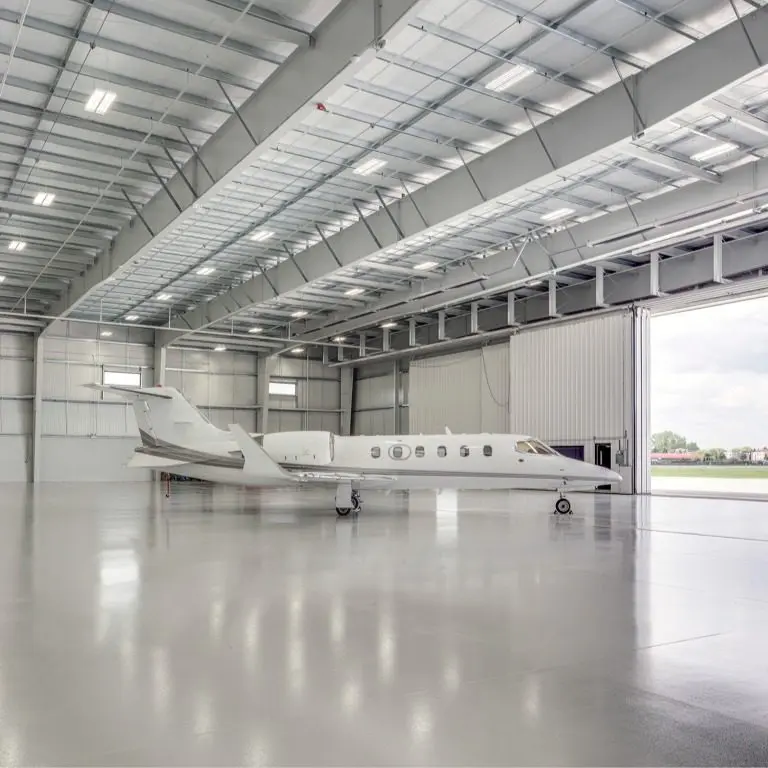 A White Color Warehouse With a White Jet