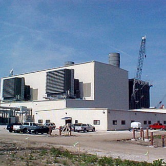 A White Color Facility With Large Black Machinery